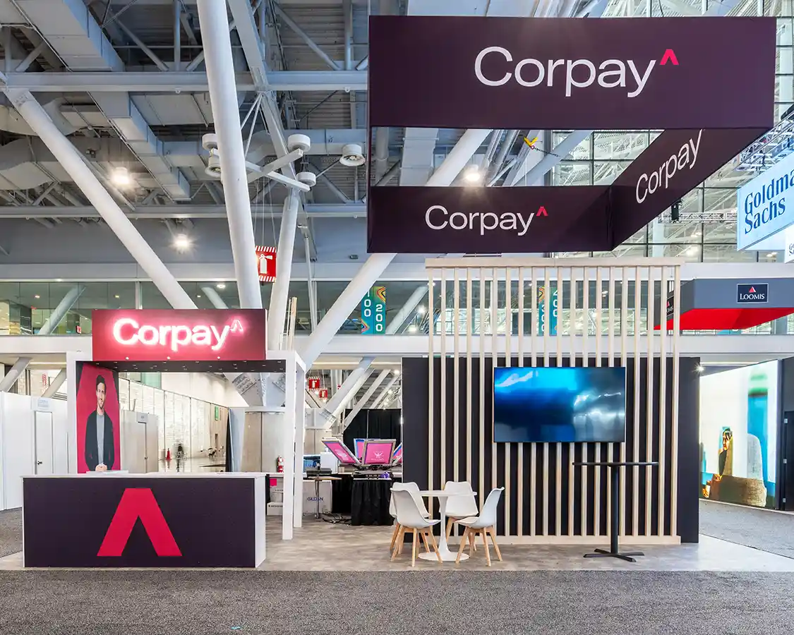 20x30 Trade Show Exhibit Rental for Corpay at AFP 2025, Designed and Built By Exponents in Boston, MA