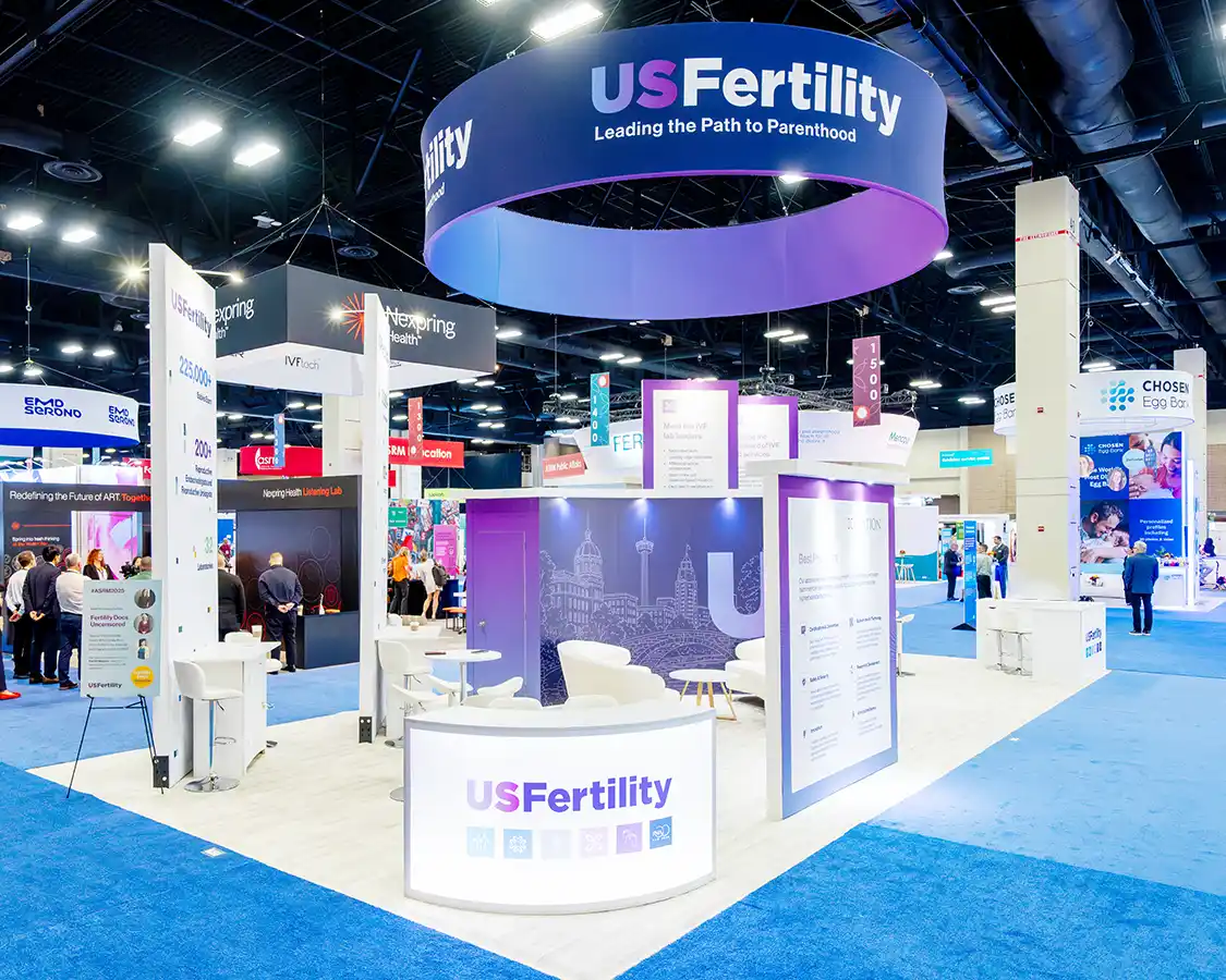 20x40 Booth Rental for Fertility at ASRM 2025, Designed and Built By Exponents in San Antonio, TX