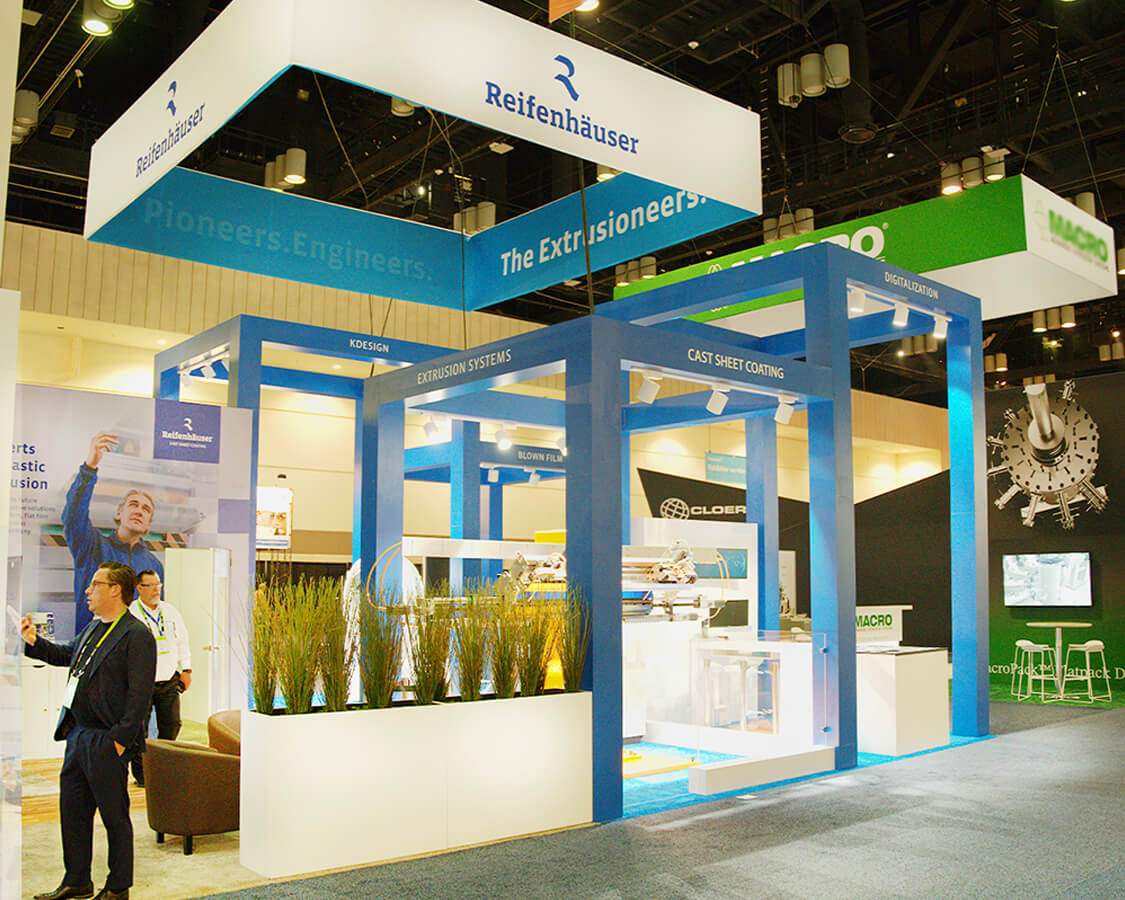 30x80 Custom Exhibition Stands for Reifenhauser at NPE Show, Designed and Built By Exponents in Orlando, FL 30x80 Custom Exhibition Stands for Reifenhauser at NPE Show, Designed and Built By Exponents in Orlando, FL
