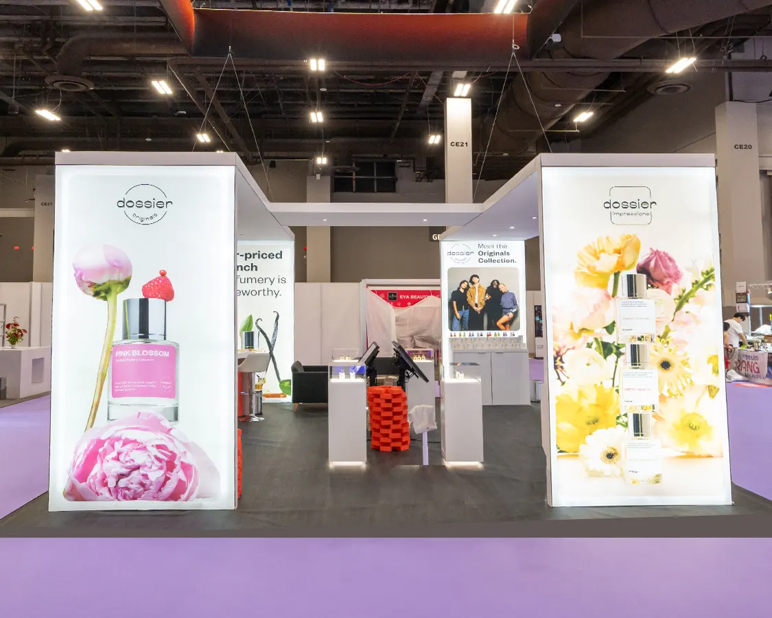 20x20 Trade Show Booth at Cosmoprof Show, Las Vegas, NV