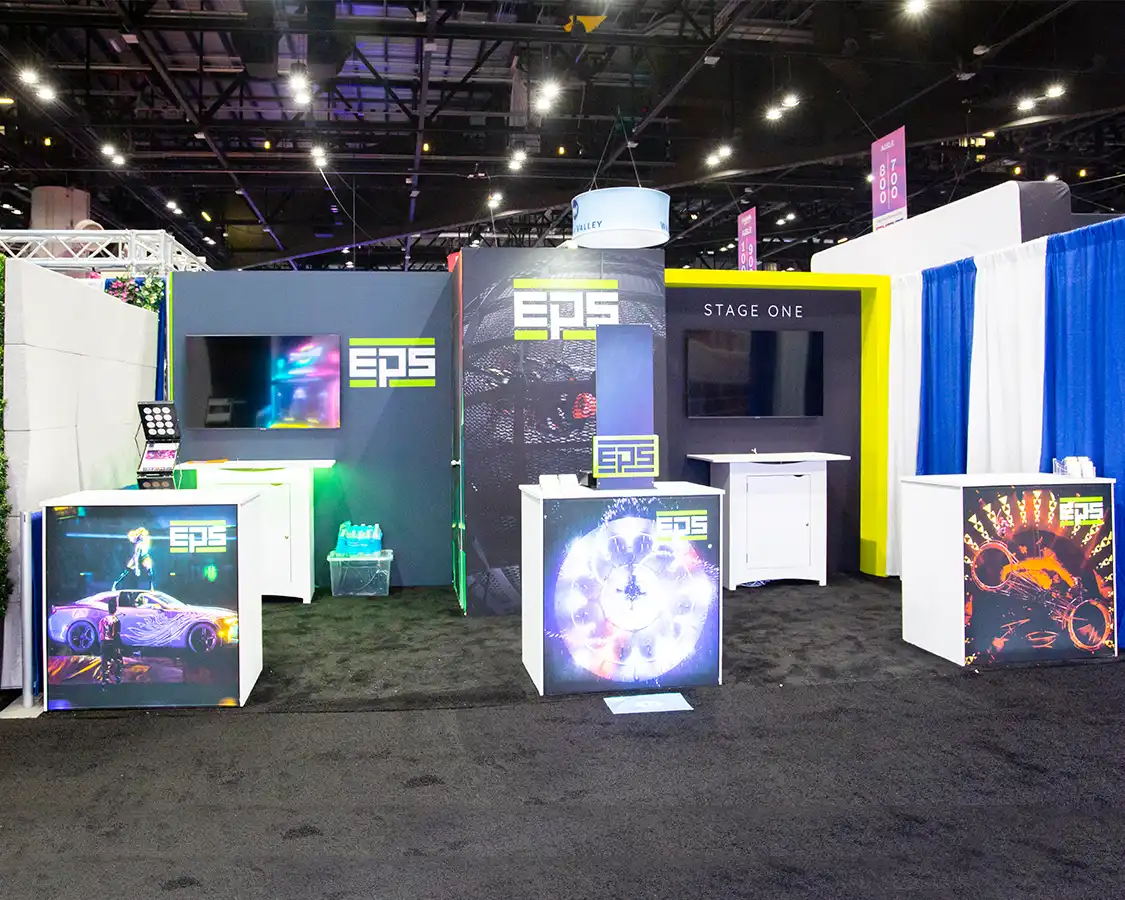 10x20 Trade Show Booth for EPS at IAAPA 2025, designed and built by Exponents in Orlando