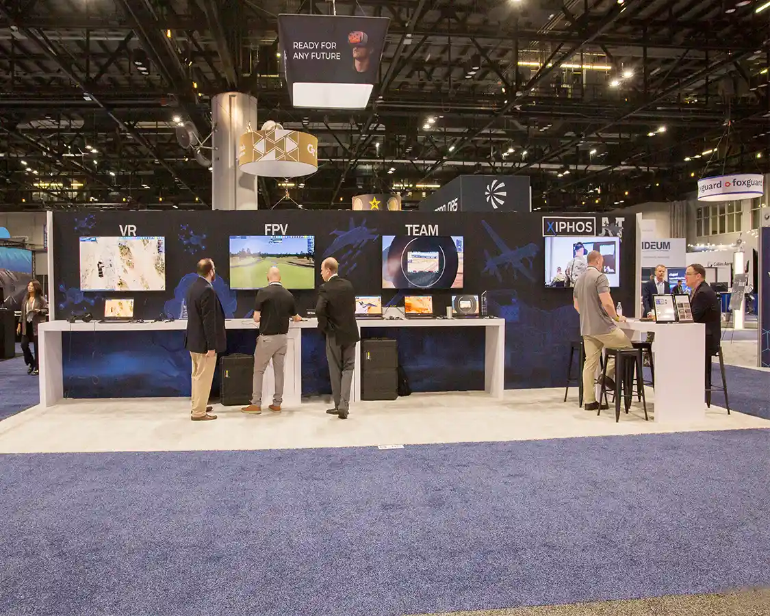 10x30 Trade Show Booth Rental for Xiphos at IITSEC 2025, Designed and Built By Exponents in Orlando, FL