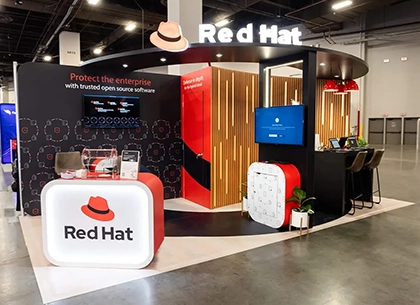 10×20 Exhibit Booth Rental for Red Hat At Black Hat, Designed and Built By Exponents in Las Vegas