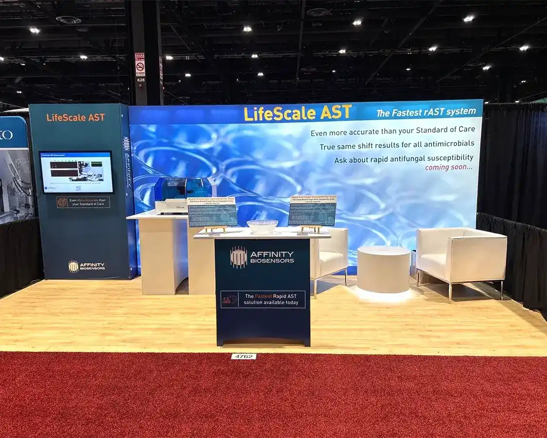 10×20 Booth Rental for Affinity at ASM Microbe, designed and built by exponents in Los Angeles, CA