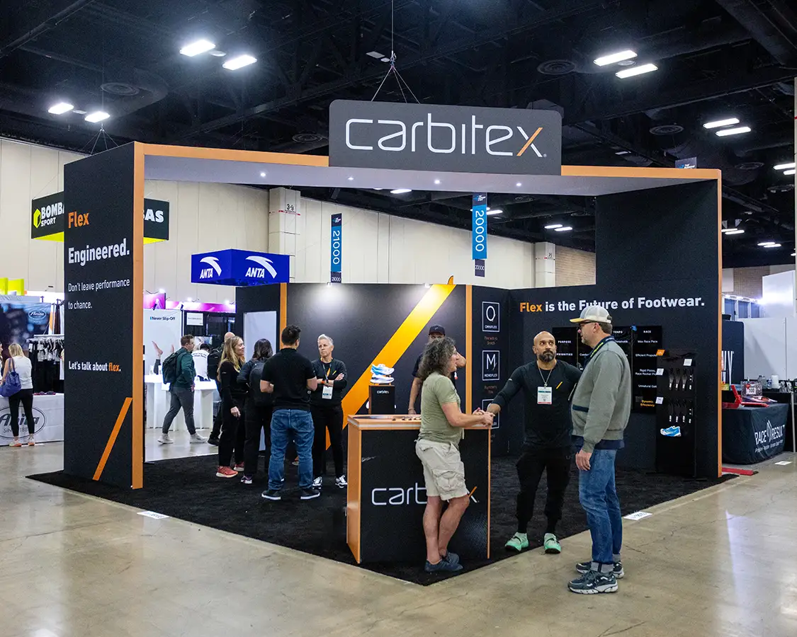 20x20 Trade Show Exhibit Rental for Carbitex at The Running Event 2025 Designed and Built By Exponents in San Antonio, TX
