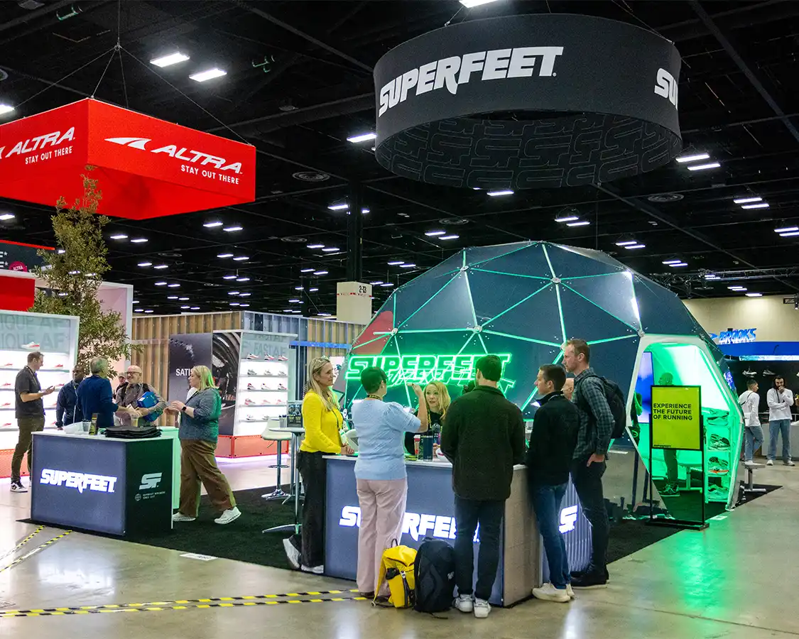 20x30 Exhibition Booth Rental for Superfeet at The Running Event 2025 in San Antonio, TX