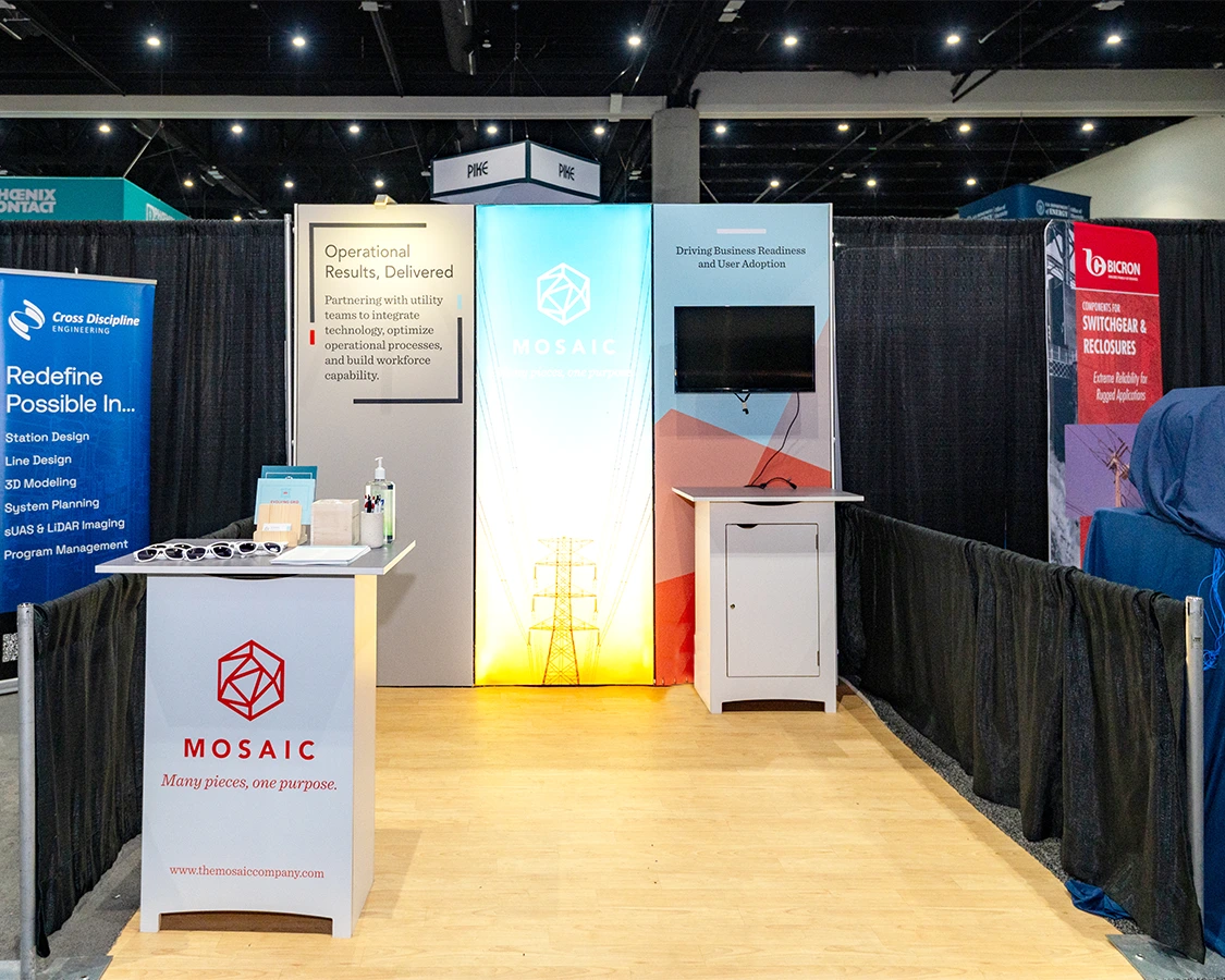 10x10 Exhibit Booth Rental for mosaic at Distributech 2026, Designed and Built By Exponents in San Diego, CA