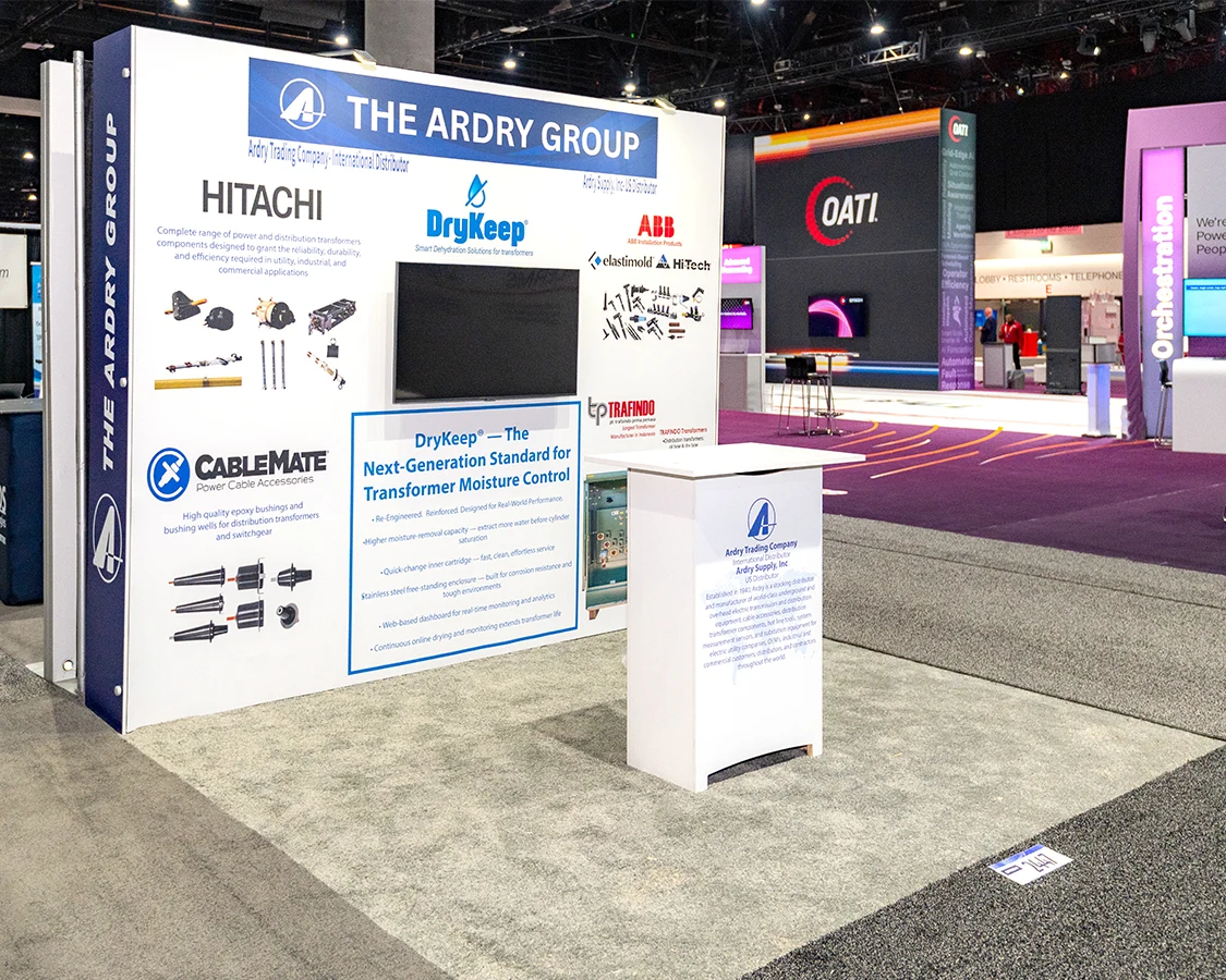 10x10 Trade Show Booth Rental for Andry at Distributech 2026, Designed and Built By Exponents in San Diego, CA