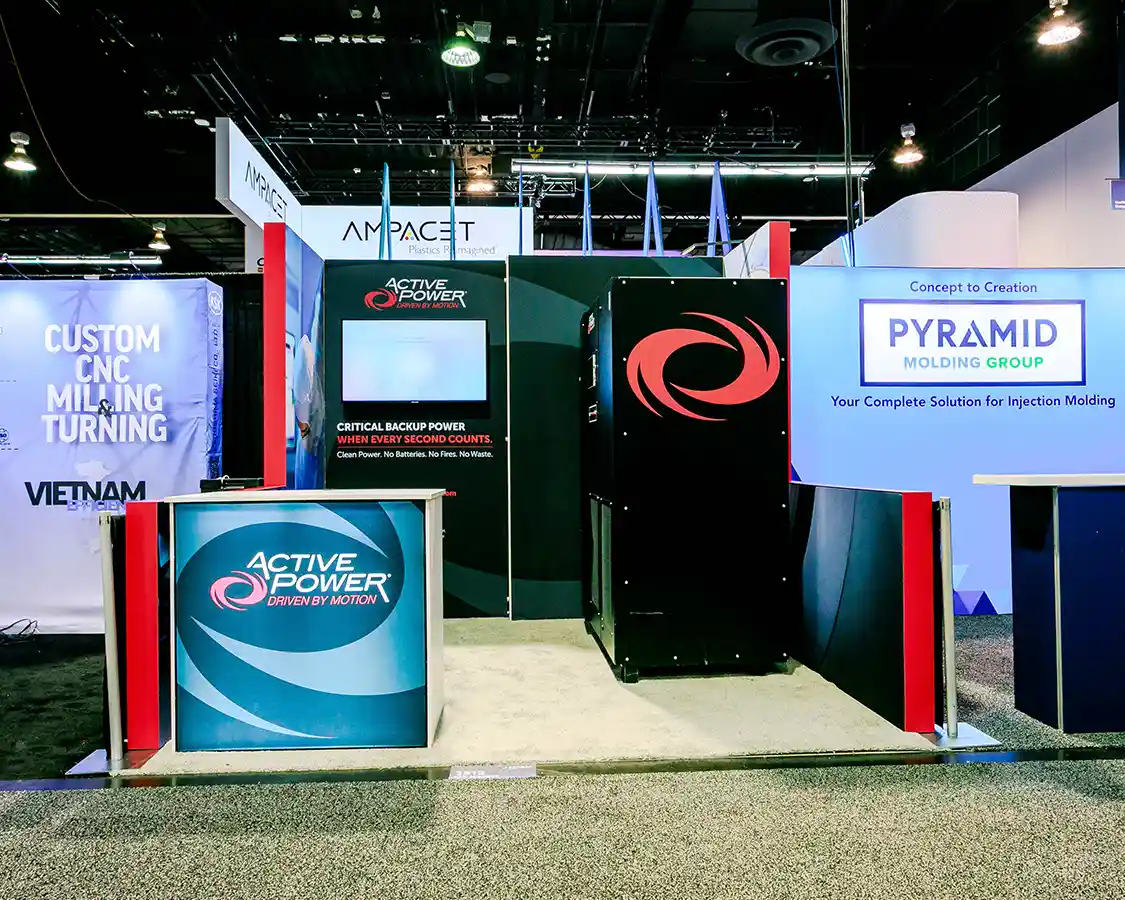 10x10 Trade Show Booth Rental for active power at MD&M West 2026, designed and built by exponents in Anaheim, CA