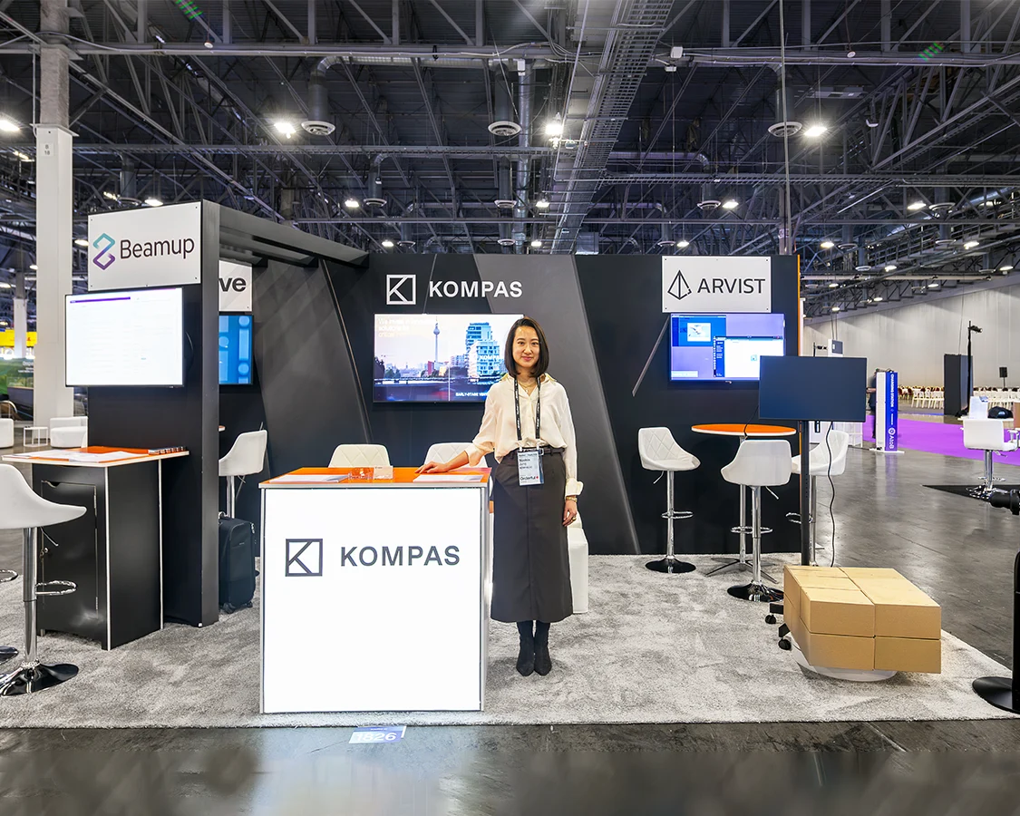 10x20 Custom Trade Show Booth Rental for Kompass at Manifest 2026, Designed and Built By Exponents in Las Vegas, NV