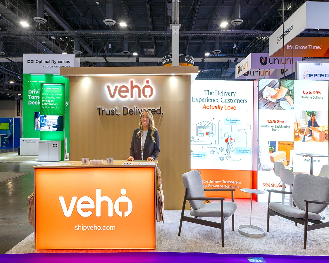 10x20 Trade Show Exhibit for veho at Manifest 2026, Designed and Built By Exponents in Las Vegas, NV