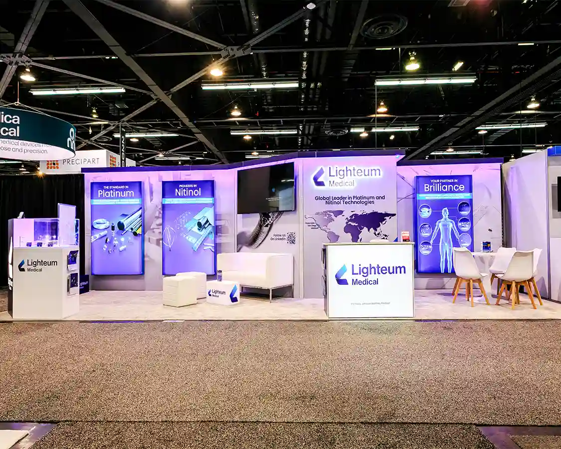10x30 Trade Show Exhibit for Lighteum at MD&M West 2026, designed and built by exponents in Anaheim, CA