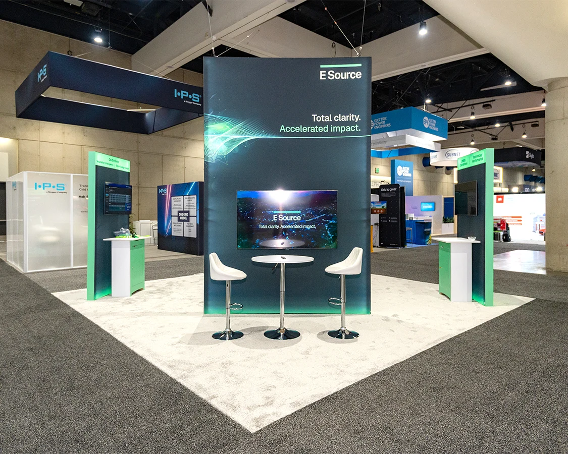20x20 Trade Show Exhibit for eSOURCE at Distributech 2026, Designed and Built By Exponents in San Diego, CA