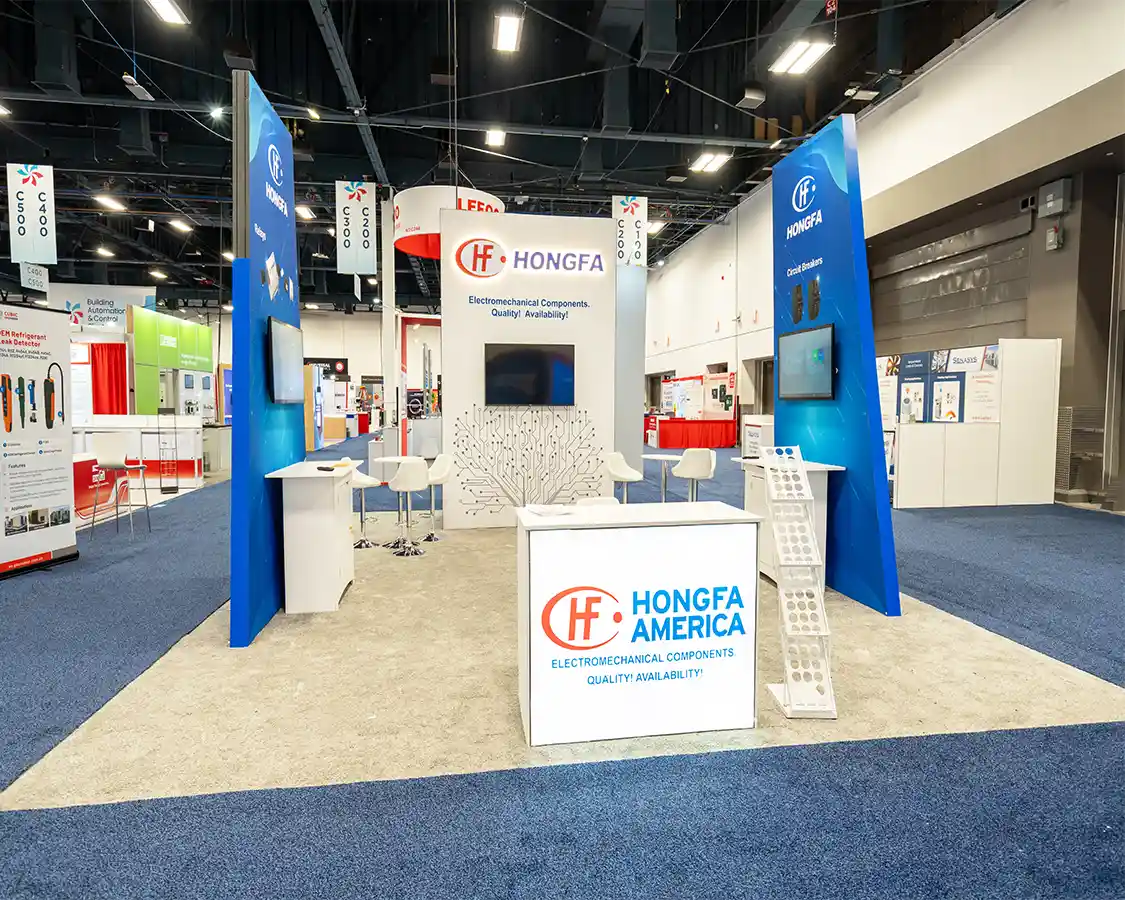 20x30 Exhibit booth for Hongfa America at AHR Expo 2026, designed and built by exponents in Las Vegas, NV