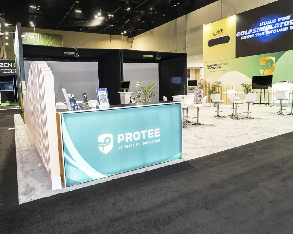 40x60 Exhibition Booth Rentals for Protee at PGA 2026, designed and built by Exponents in Orlando, FL
