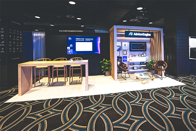 08x20 Trade Show Display Rental for Advisor Engine-1 at T3 Advisor conference, Designed and Built by Exponents in New Orleans, LA 01