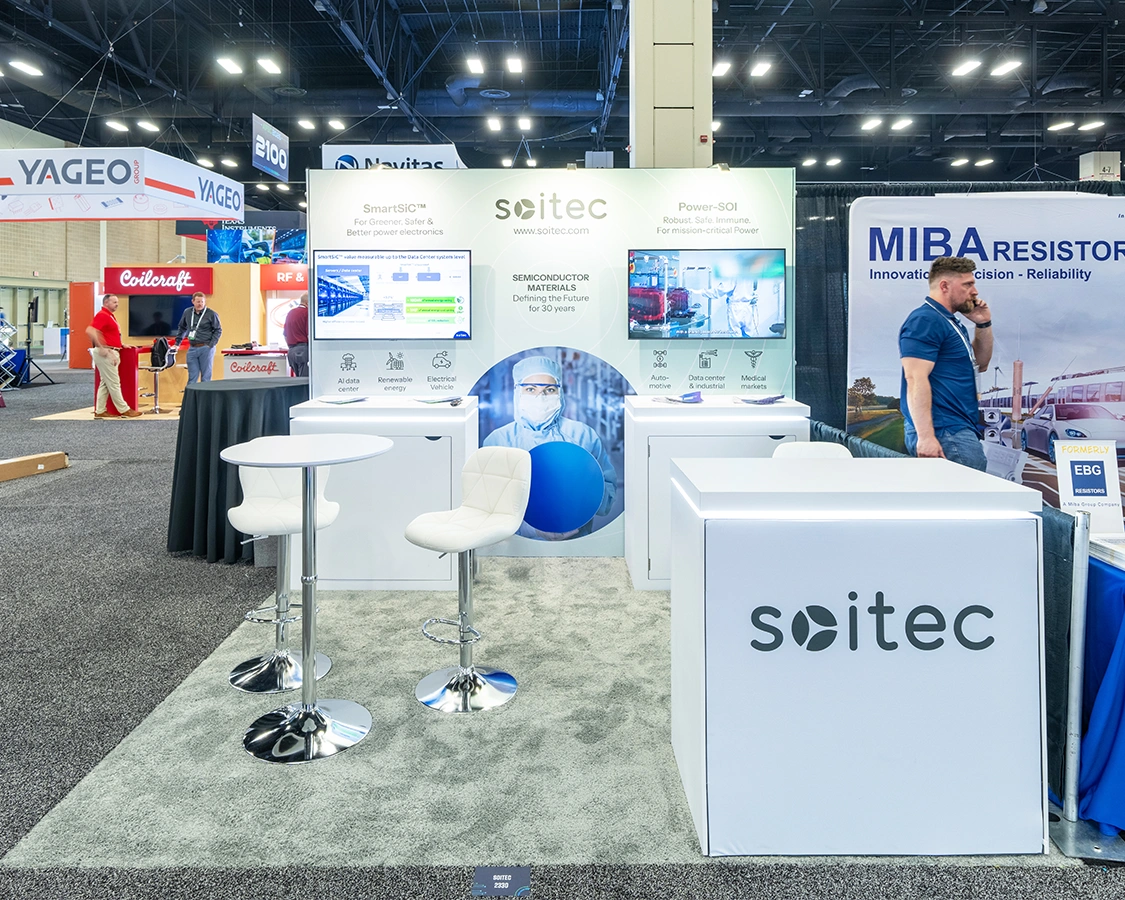 10x10 Trade Show Booth for Soitec at APEC 2026, Designed and Built By Exponents in San Antonio, TX