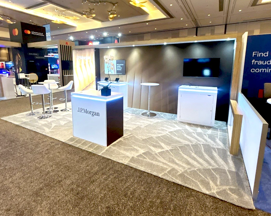 10x20 Exhibition Stand Rentals for JP Morgan at Merchant Risk Council, Las Vegas, NV