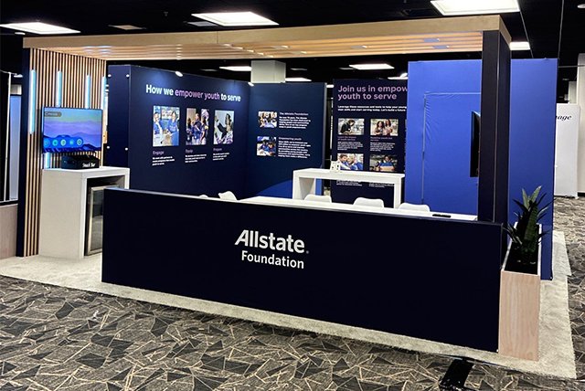20x20 Trade Show Exhibit Rental for Allstate Insurance at SXSW EDU Expo Designed and Built by Exponents in Austin TX