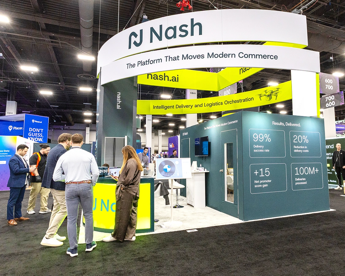 20x20 Trade Show Exhibit for Nash at Shoptalk 2026, Designed and Built By Exponents in Las Vegas, NV