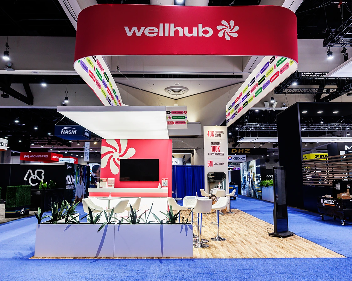 20x30 Custom Trade Show Exhibit for wellhub at HFA 2026, Designed and Built By Exponents in San Diego, CA
