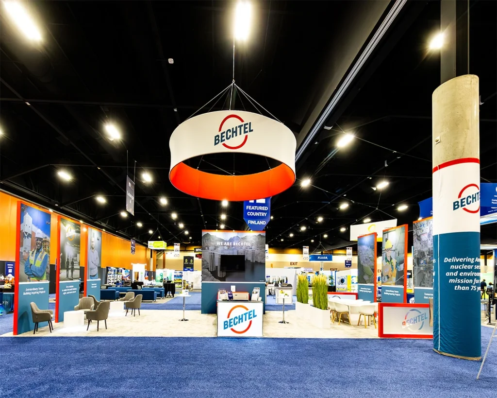 20x50 Trade Show Exhibit Rental for Bechtel at Waste Management Symposium 2026, Designed and Built By Exponents in Phoenix, AZ
