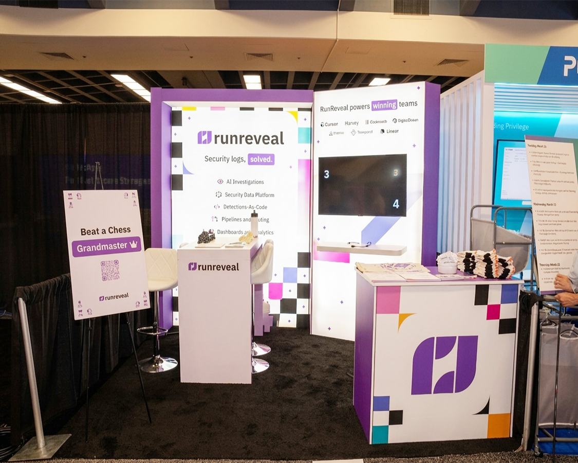 10x10 Trade Show Booth for Runreveal at RSA Conference 2026, Desigend and Built By Exponents in San Francisco, CA