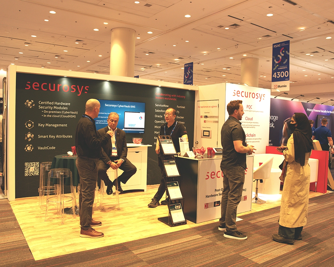 10x20 Trade Show Exhibit for Securosys at RSA Conference 2026, Designed and Built By Exponents in San Francisco, CA