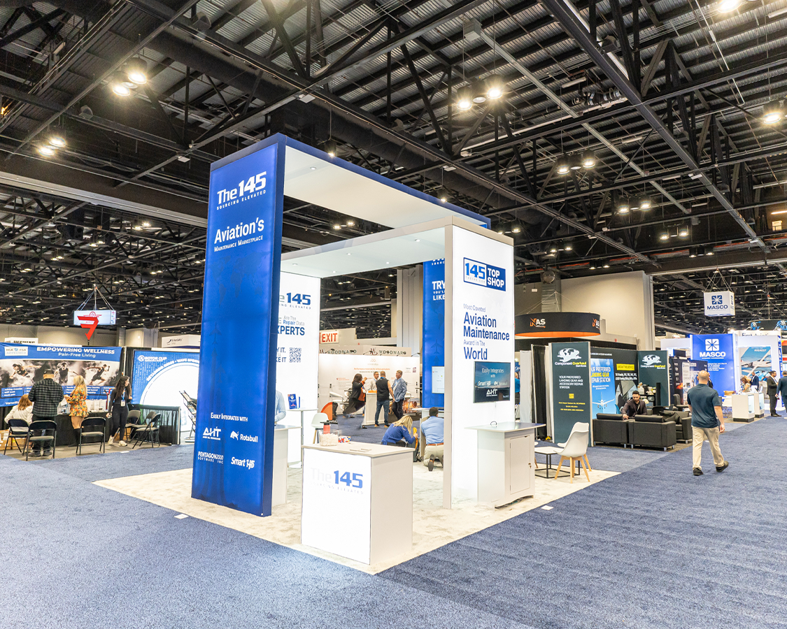 20x20 Trade Show Booth for 145 at MRO Americas 2026, Designed and Built By Exponents in Orlando, FL 20x20 Trade Show Booth for 145 at MRO Americas 2026, Designed and Built By Exponents in Orlando, FL