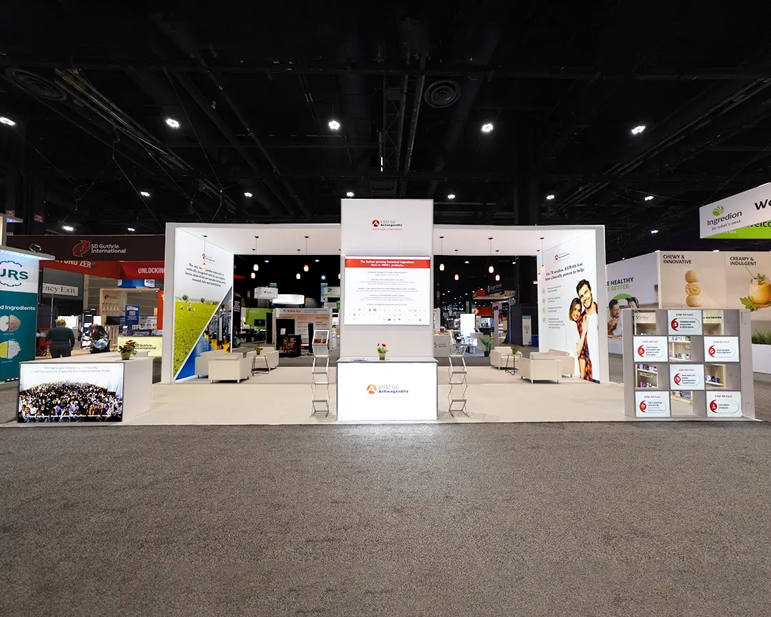 20x40 Exhibition Stand for KSM at IFT First, Designed and Built by Exponents in Chicago, IL