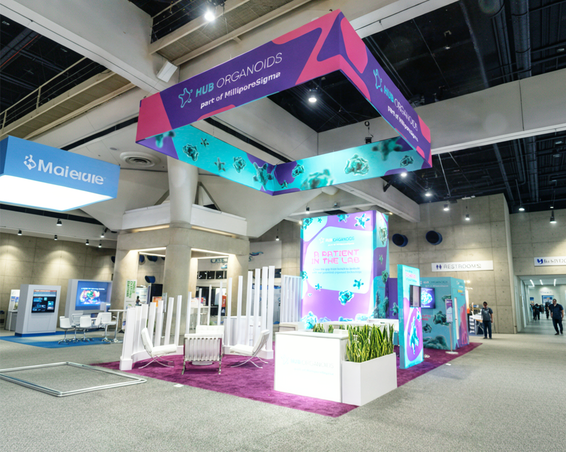 20x40 Trade Show Booth Rental for Hub at AACR Annual Meeting 2026, Designed and Built By Exponents in San Diego, CA