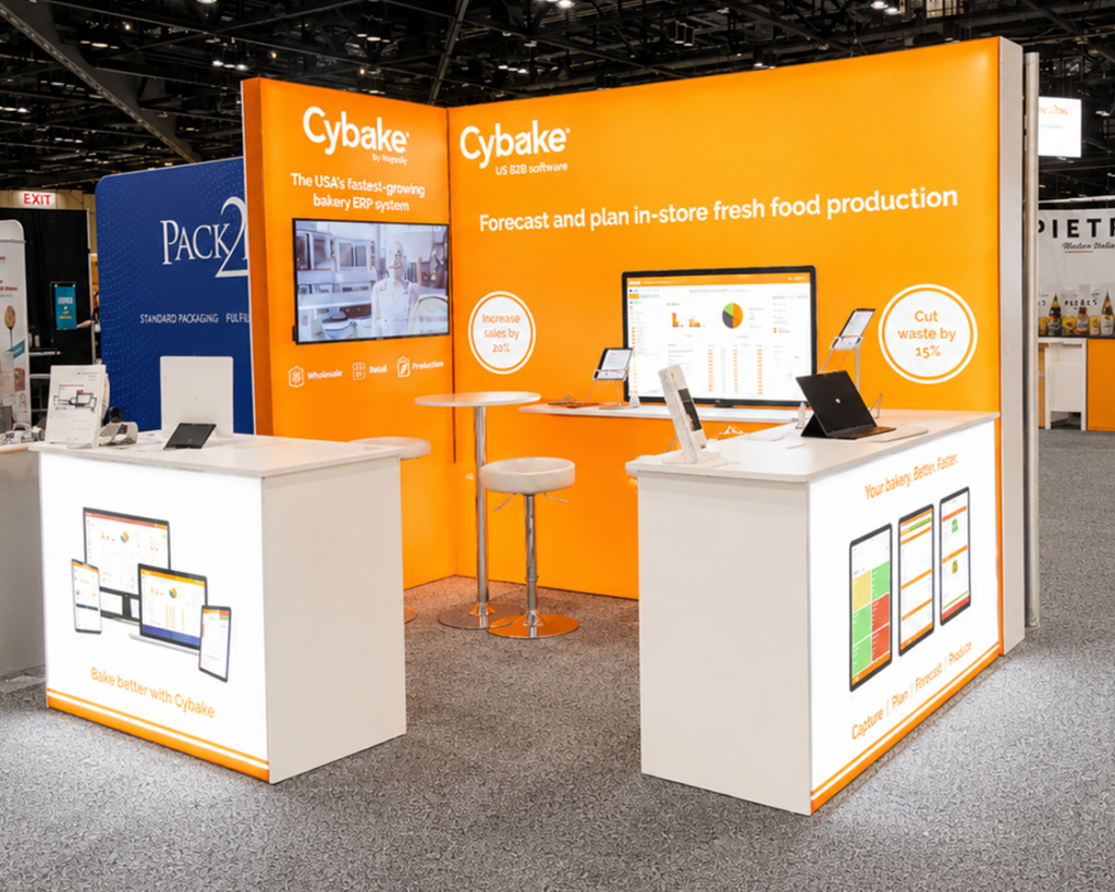 10x10 Trade Show Exhibit for Cybake at IDDBA 2026, Designed and Built By Exponents in Orlando, FL