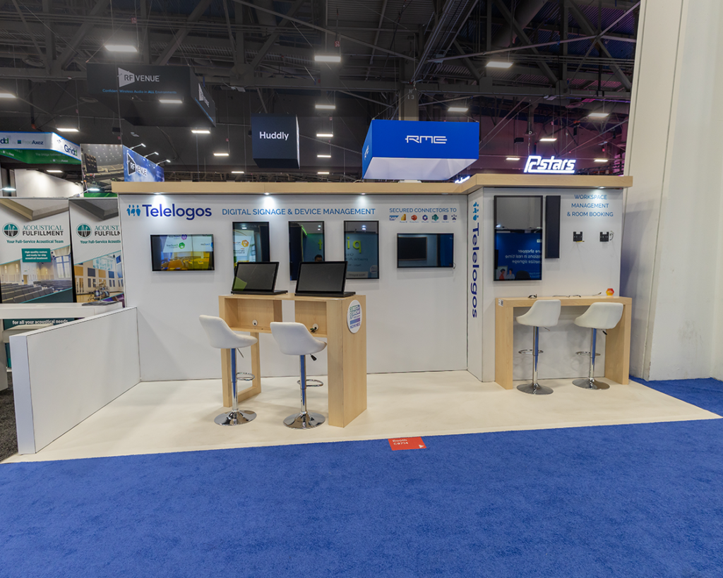 10x20 Custom Trade Show Exhibit for telelogos at Infocomm 2026, Designed and Built By Exponents in Las Vegas, NV