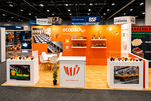 10x20 Trade Show Display for Ecopack Spa at IDDBA, Designed and Built by Exponents in Orlando, FL