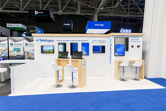10x20 Trade Show Display for Telelogos at InfoComm, Designed and Built by Exponents in Las Vegas