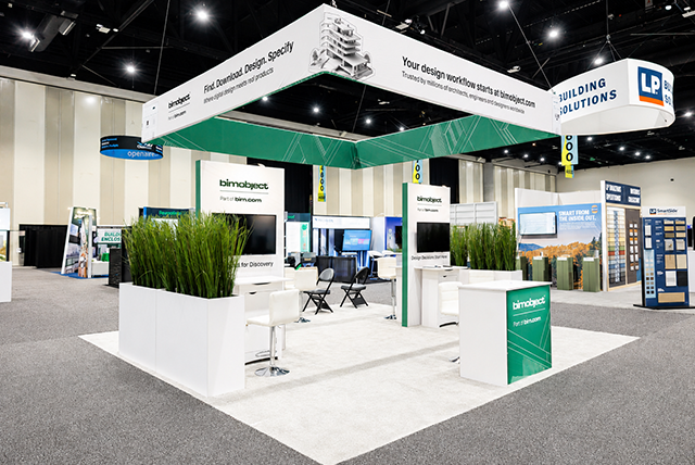 20x20 Trade Show Booth for BIMobject at AIA, Designed and Built by Exponents in San Diego, CA