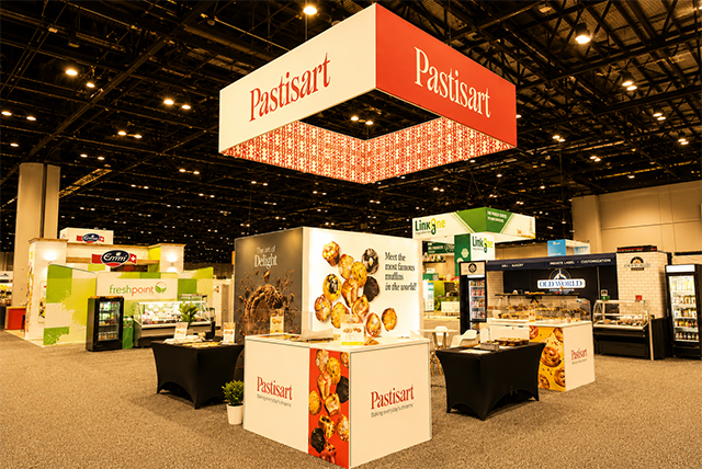 20x20 Trade Show Booth for Pastisart at IDDBA, Designed and Built by Exponents in Orlando, FL