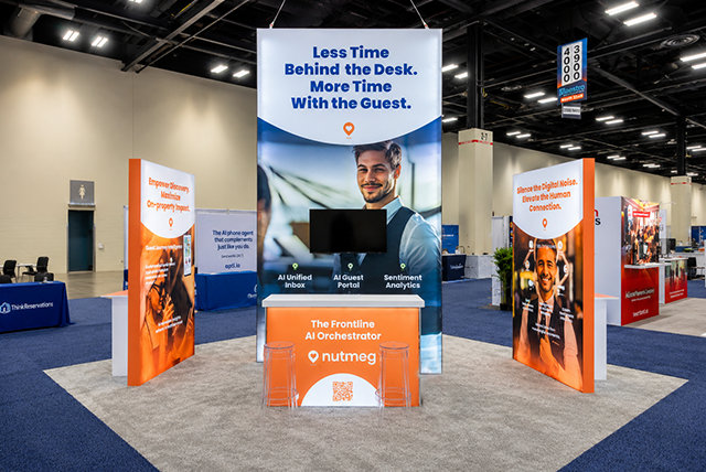 20x20 Trade Show Exhibit Rental for Nutmeglabs at HITEC, Designed and Built by Exponents in San Antonio