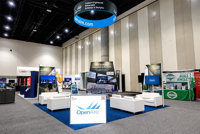 20x20 Trade Show Exhibit for Openaire at AIA, Designed and Built by Exponents in San Diego, CA