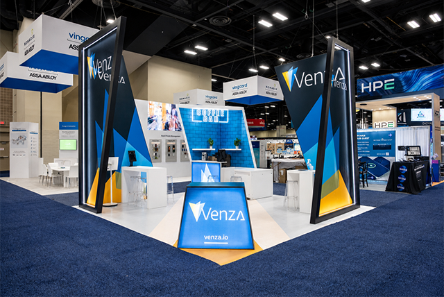 20x20 Trade Show Exhibit for Venza at HITEC, Designed and Built by Exponents in San Antonio