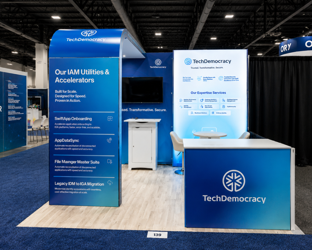 10x10 Custom Trade Show Booth Rental for Techdemo at Identiverse 2026, Designed and Built By Exponents in Las Vegas, NV