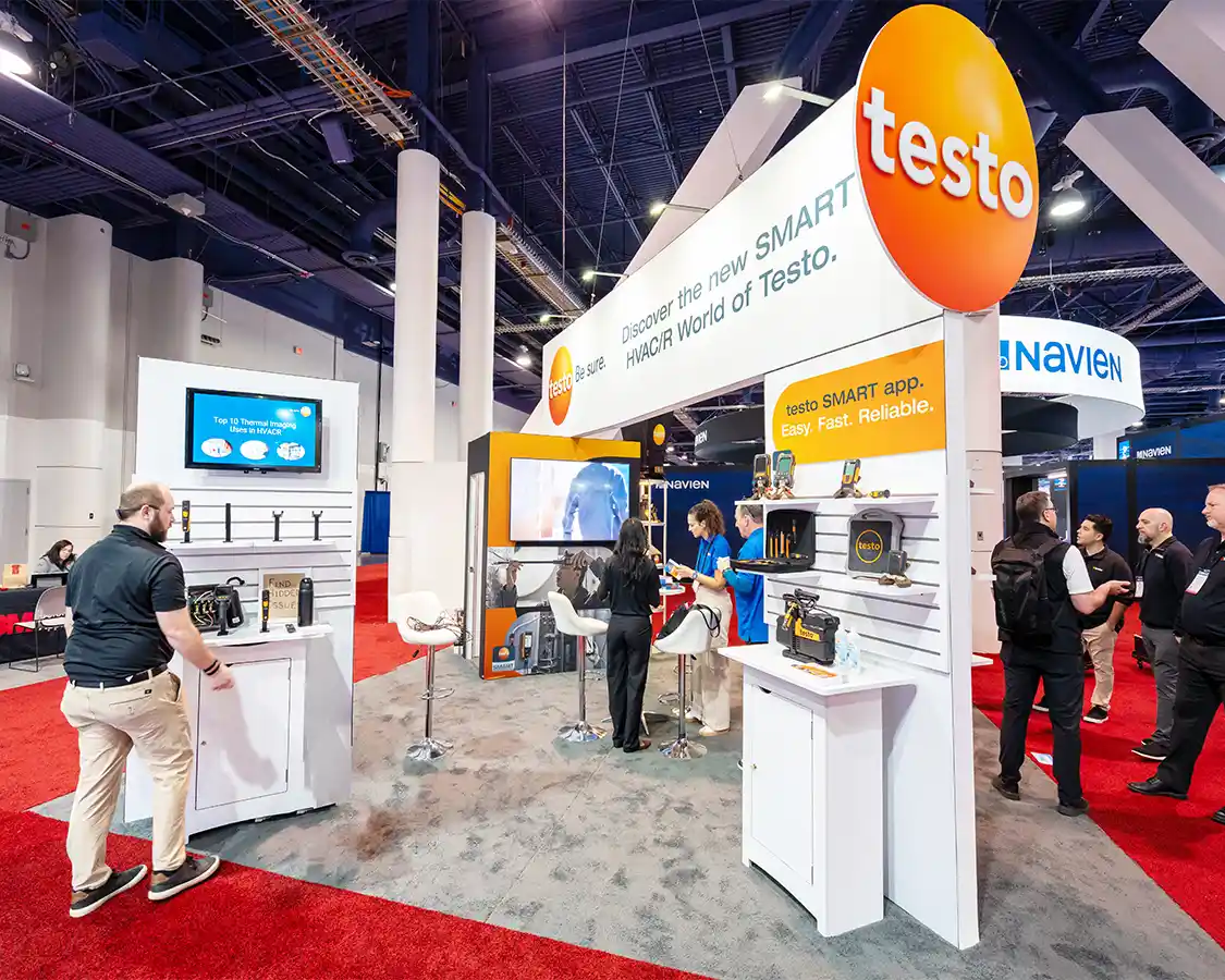 20x20 Custom Trade Show Booth for Testo at AHR Expo designed and built by exponents in Las Vegas NV 20x20 Custom Trade Show Booth for Testo at AHR Expo designed and built by exponents in Las Vegas NV